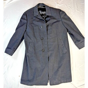 Hart Schaffner Marx Wool Overcoat Italian Fabric Charcoal Glen Plaid Approx L